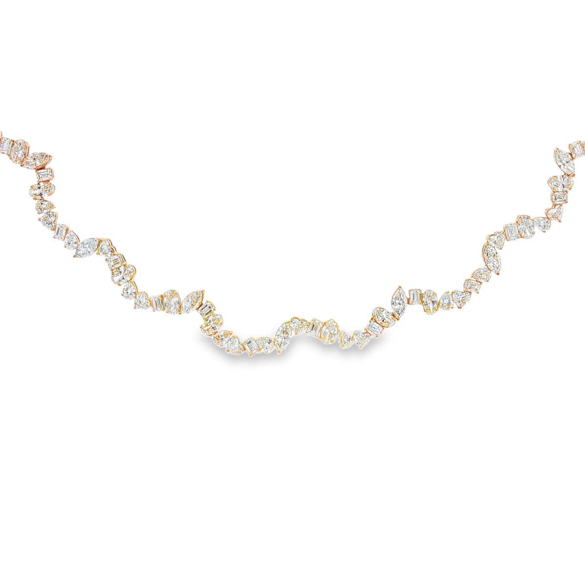 Lab Diamond Mixshape Wavy Necklace YG
