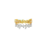 Mixed Shape Yellow & White Diamond Stacked Ring