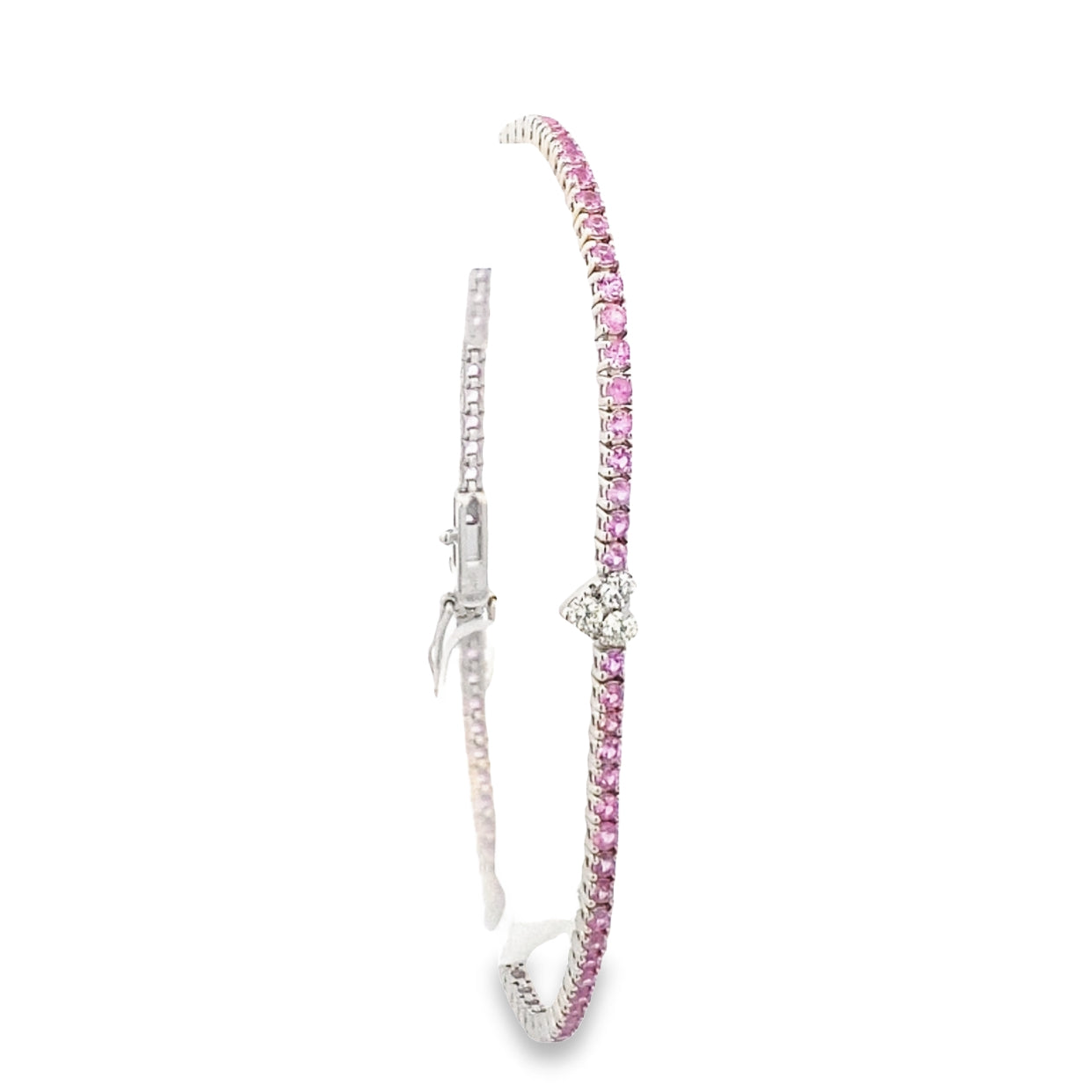 Pink Sapphire Tennis Bracelet with Heart